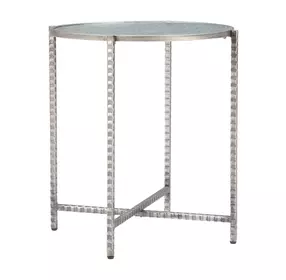 Vetro Silver Round Glass Top Side Table