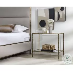 Verity Antique Brass And Clear Glass Top Nightstand