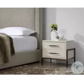 Weldrick Cream And Antique Brass Nightstand