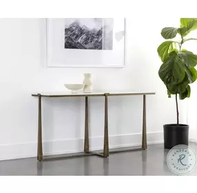 Tolland White And Antique Brass Console Table