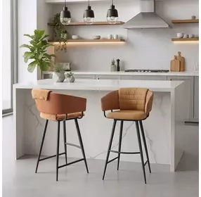 Juno Brown Upholstered Bar Stool Set of 2