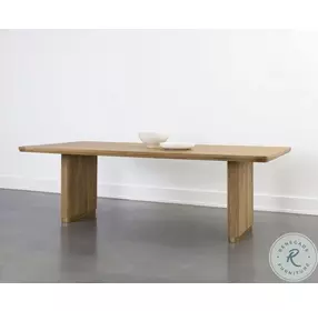 Kalla Natural And Brushed Gold Rectangular Dining Table