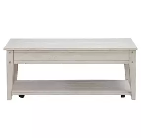 Lake House Weathered White Rectangular Lift Top Occasional Table Set