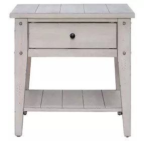 Lake House Weathered White Rectangular End Table