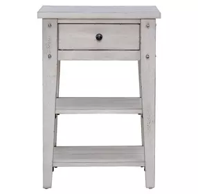 Lake House Weathered White Square Chairside Table
