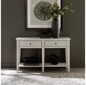 Lake House Weathered White Rectangular Sofa Table