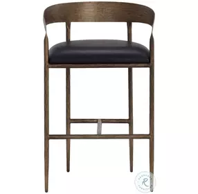 Zanatta Charcoal Black Leather Bar Stool