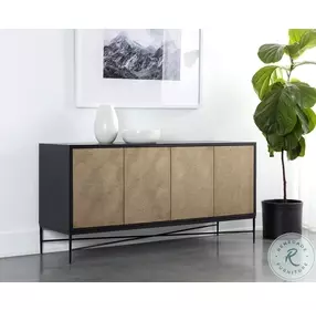 Algarve Matte Black And Gold Sideboard