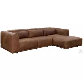 Beau Lucia Tobacco Leather RAF Chaise Sectional