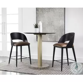 Dezirae Cognac Leather Counter Height Stool