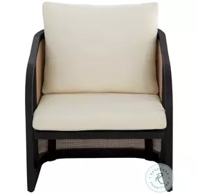 Rivani Stinson Cream Performance Fabric Outdoor Lounge Chair with Charcoal Frame