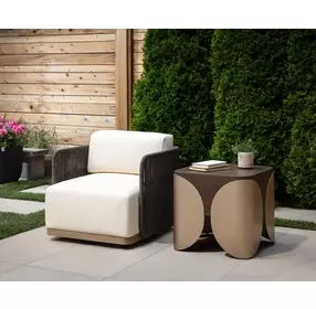Ravenna Stinson Cream Performance Fabric Swivel Outdoor Arm Chair