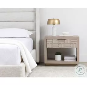 Akava Light Wash And Gold Nightstand