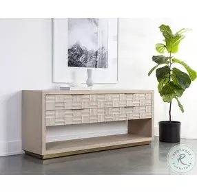 Akava Light Wash And Gold Dresser