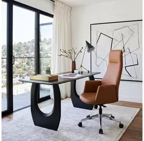 Cleopatra Brown Leather Upholstered Swivel Office Chair