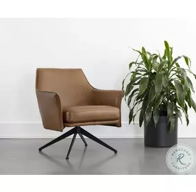 Crosby Missouri Cognac Swivel Lounge Chair