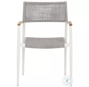 Nava White Stackable Outdoor Dining Arm Chair Set of 2