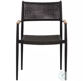 Nava Black Stackable Outdoor Dining Arm Chair Set of 2