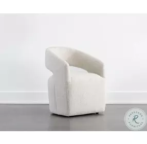 Lloret Wheeled Merino Pearl Dining Chair