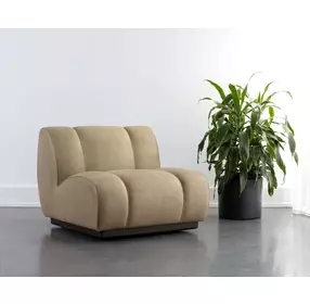 Blaise Sahara Sand Leather Swivel Lounge Chair