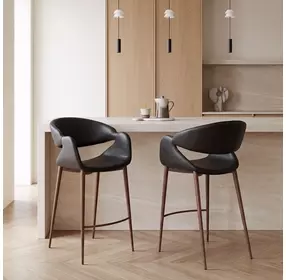 Limay Black Upholstered Counter Height Stool