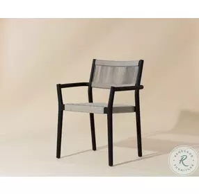 Dionne Light Gray And Charcoal Stackable Outdoor Dining Arm Chair Set of 2