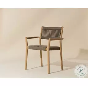 Dionne Taupe And Natural Stackable Outdoor Dining Arm Chair Set of 2