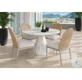 Torrington Louis Cream And Greige Performance Fabric Outdoor Dining Chair Set Of 2