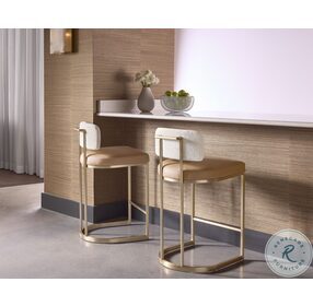 Larissa Napa Cognac And Rhea Light Barley Counter Height Stool