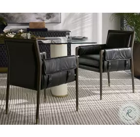 Lazaro Cortina Black Leather Arm Chair