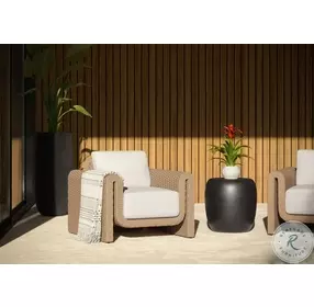 Tibi Louis Cream And Natural Performance Fabric Outdoor Lounge Chair