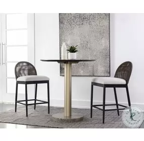 Torrington Louis Cream And Black Performance Fabric Outdoor Counter Height Stool