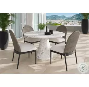 Torrington Louis Cream And Black Performance Fabric Outdoor Dining Chair Set Of 2