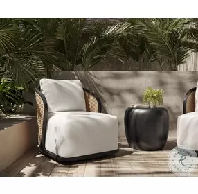 Bora Louis Cream Performance Fabric Outdoor Swivel Lounge Chair