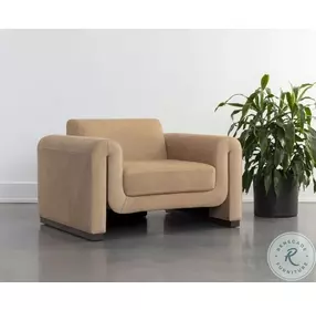 Halvick Nubuck Tan Leather Arm Chair