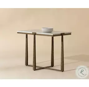 Cowell White And Antique Brass Side Table