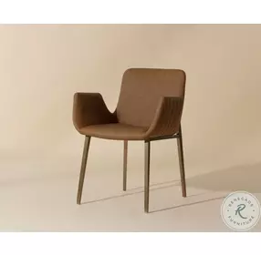 Fiorenzo Milliken Cognac Dining Arm Chair