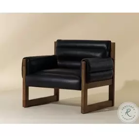 Ferguson Vintage Black Night Leather Lounge Chair