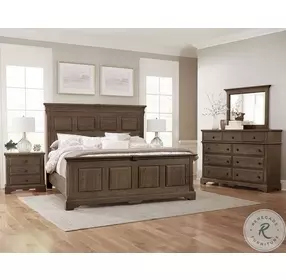 Heritage Cobblestone Oak King Mansion Bed
