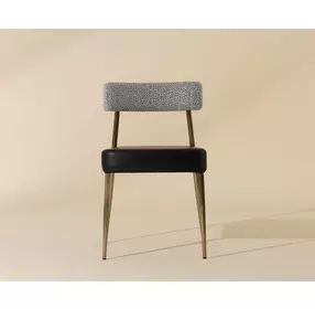 Ashwin Bravo Black and Helios Check Black Upholstered Stackable Dining Chair Set of 2