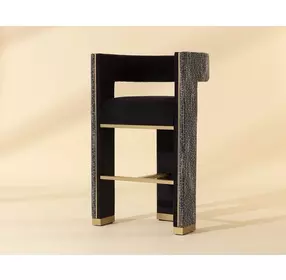 Adamina Abbington Black and Hobbes Night Upholstered Bar Stool