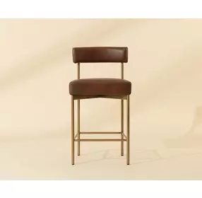 Seneca Bravo Cognac Upholstered Counter Height Stool