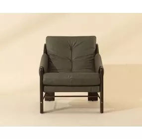 Rafferty Ludlow Dark Olive Leather Upholstered Lounge Chair