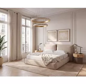 Amoris Danny Cream King Upholstered Panel Bed