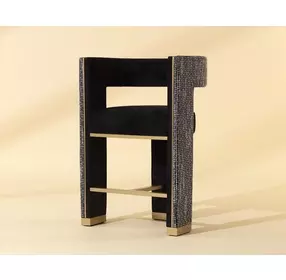 Adamina Abbington Black and Hobbes Night Upholstered Counter Height Stool