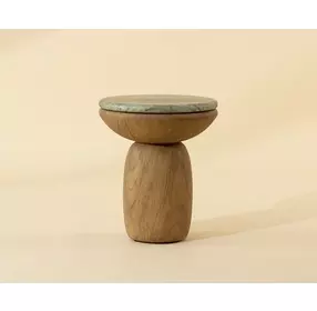 Orina Sage and Brown Outdoor Round End Table
