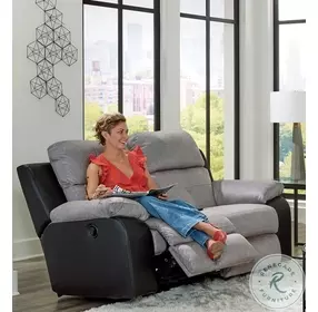 Felix Black And Granite Rocking Reclining 64" Loveseat
