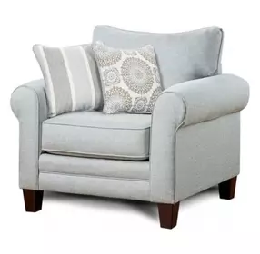 Grande Mist Gray Performance Fabric Upholstered Chair and A Half with Pillows