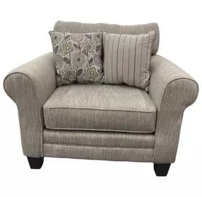 Vandy Heather Greige Upholstered Chair and A Half with Pillows