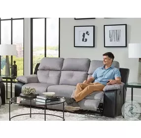 Felix Black And Granite Triple Seat Reclining Living Room Set with Drop Down Table